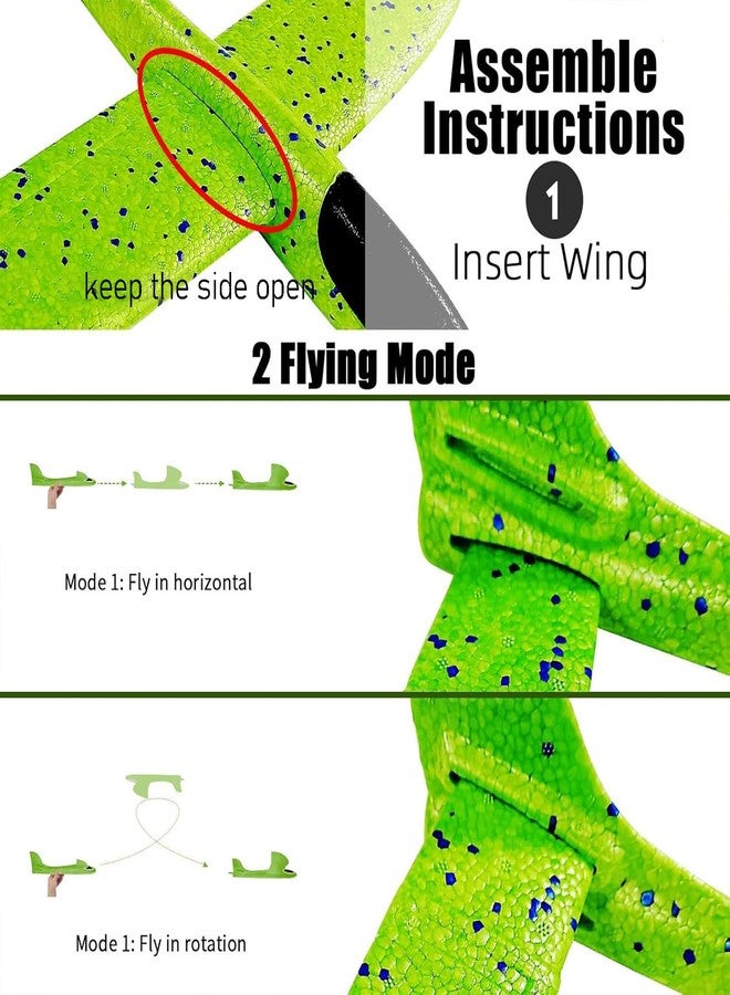PLMMOUT 4 Pack Foam Airplanes,17.5" Large Throwing Foam Plane,Airplane Toys for Kids,2 Flight Mode Glider Plane Outdoor Toys,Foam Airplane Party Favors Birthday Gifts for 3 4 5 6 7 Year Old Boy - Image 2